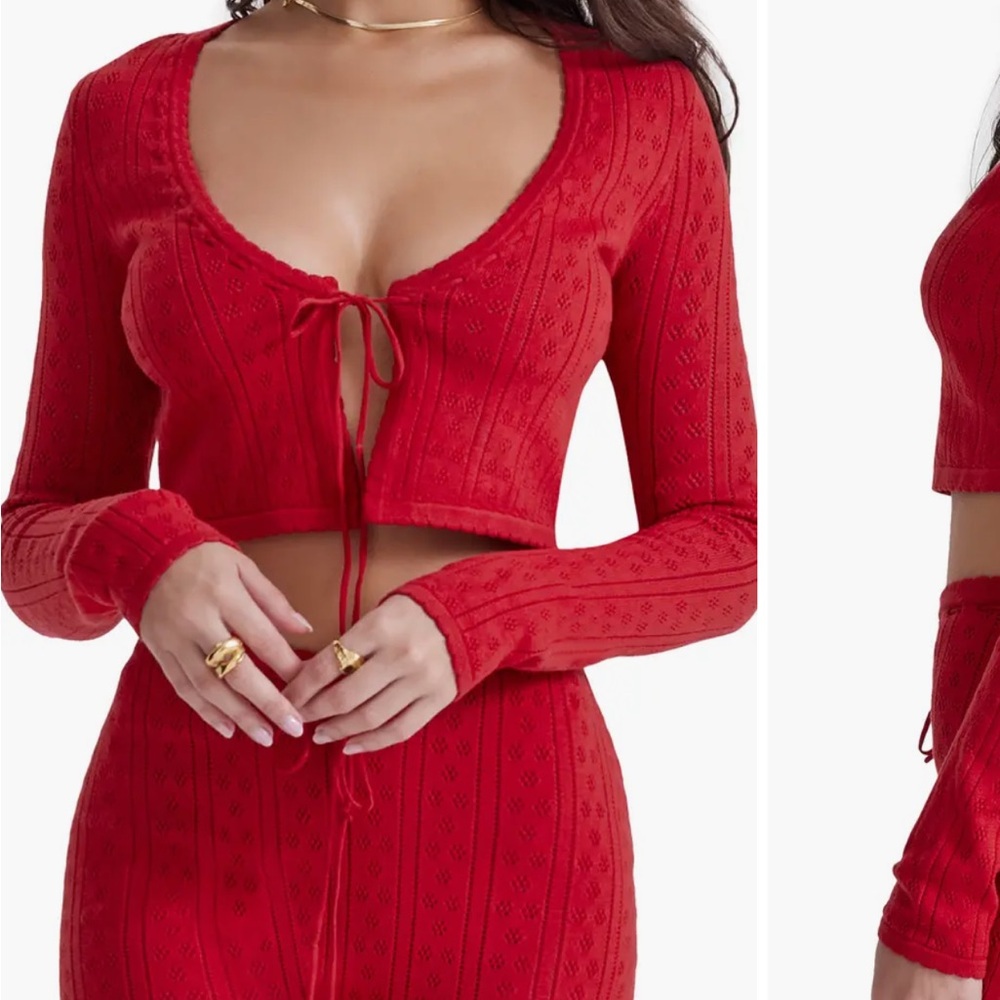 House of CB Red Cropped Cardigan